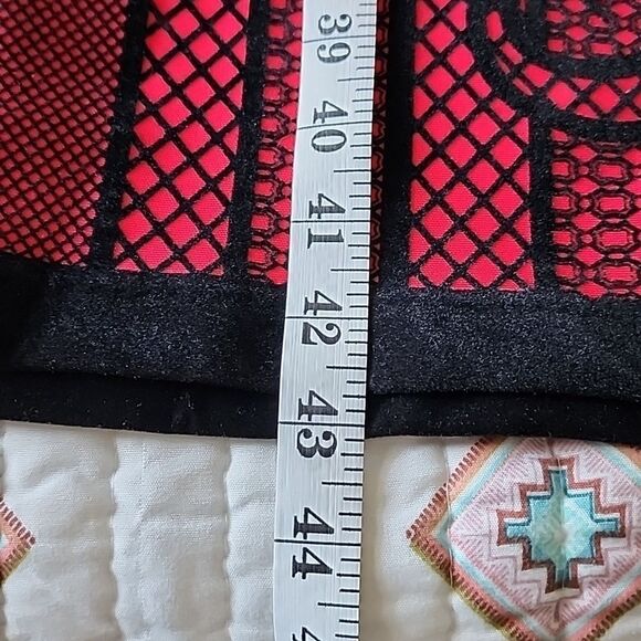 Worthington Midi Dress Red/ Black Velvet Lace Print - Picture 7 of 16